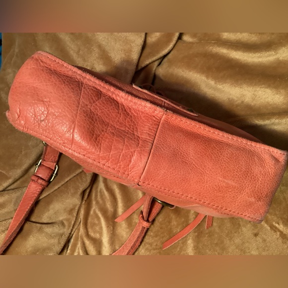 Lucky Brand Rayla Leather Crossbody Shoulder Handbag Boho Tassel Zip Tangerine - Picture 8 of 14